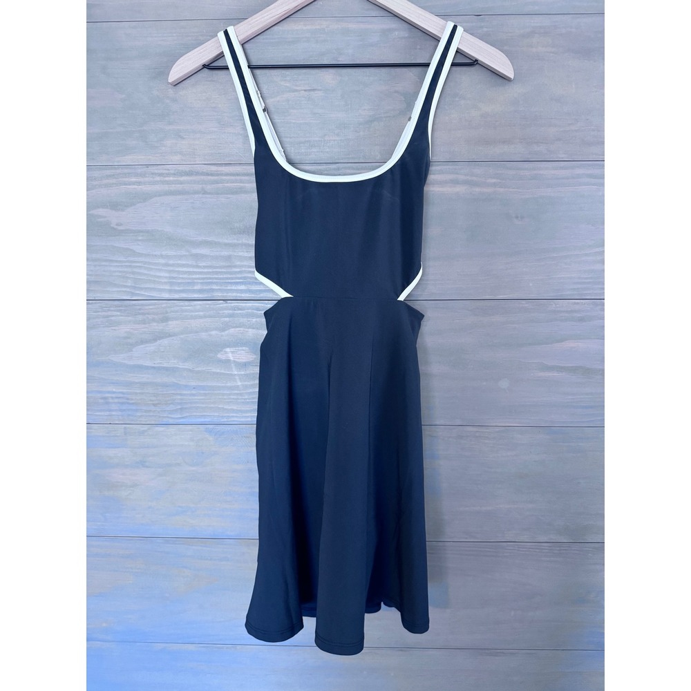 Abercrombie & Fitch Side Cutout Traveler Mini Dress Black White XS - Picture 2 of 4